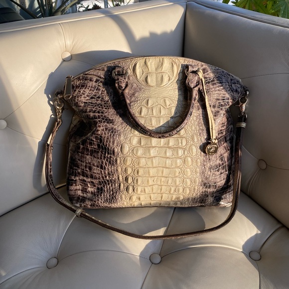 Brahmin Large Duxbury Satchel Veranda Melbourne Croc Embossed Leather Bag - Picture 2 of 12